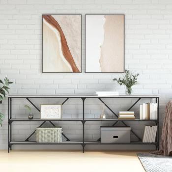 Mesa Consola Multicapa Madera y Hierro Gris Sonoma 200x30x75cm