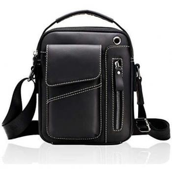 MANNUOSI Shoppers Y Bolsos De Hombro Hombre Moda Vintage Bolsos Bandolera Negro