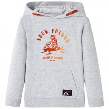Sudadera con Capucha para Niños Gris y Naranja 140, Ropa Infantil de Manga Larga, Con Bolsillo y Gorro