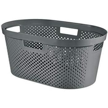 Cesta de colada reciclada Infinity 40L, cesto de ropa, 59x38x27 cm, 100% material reciclado, color gris oscuro