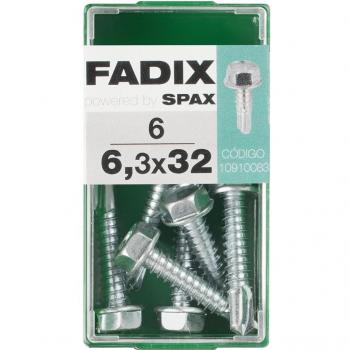 FADIX Tornillo Autotaladrante Cabeza Hexagonal 6,3x32mm Rosca Chapa - Pack de 6 Unidades