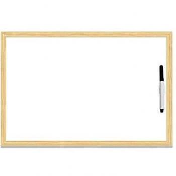 MP - Pizarra Blanca con Marco de Madera Natural - 40x30 cm