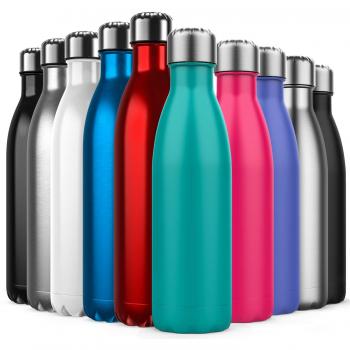 Invool de Botella de Agua de Acero Inoxidable,diseño de Pared Doble,Boca estándar,para Correr, Gimnasio, Yoga, Ciclismo,500ML,Azul Turquesa