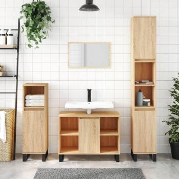 Mueble de baño Sonoma roble 80x33x60 cm madera multicapa marrón