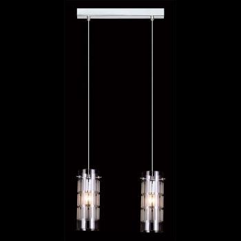 Lámpara colgante moderna Max Chrome - Italux - 2 luces, cromo, pantalla transparente, E27