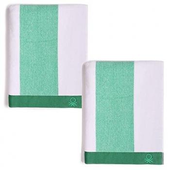 Set 2 Toallas de Playa 90x160cm 450gsm Terry 100% Algodón Verde Casa Benetton