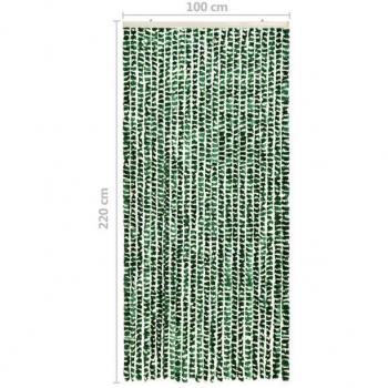 Cortina mosquitera chenilla verde y blanco 100x220 cm