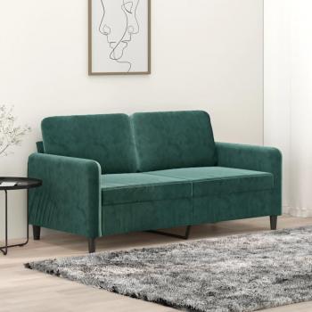 Sofá de 2 plazas verde oscuro de 140 cm en terciopelo Vidaxl