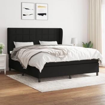 Cama box spring con colchón negro 180x200 cm en tela