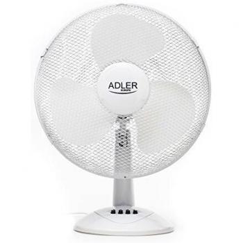 Adler AD7304 Ventilador de Mesa 40cm, 3 Velocidades, Oscilante, Orientación Ajustable, Portátil, Blanco, 55W-90W