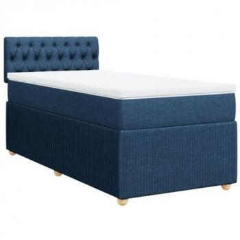 Cama Box Spring con colchón de tela azul 90x200 cm