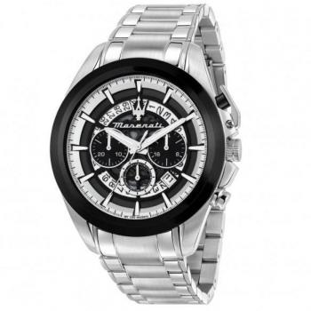 Maserati - Reloj para Hombre, Cronógrafo, Analógico, Correa de Acero, Colección Traguardo