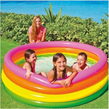 Piscina Hinchable Infantil Arco Iris de 4 Anillos Coloridos 168 x 46 cm
