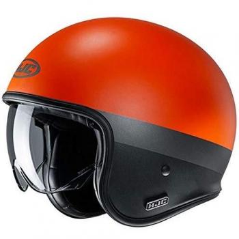 Casco Jet HJC V30 Perot MC7SF - Color Negro Naranja, Talla M