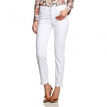 White Slim Fit Cropped Jeans with Zip Detail, Size XL