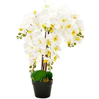 SengentoStyle Kunstplant met pot orchidee 60 cm wit