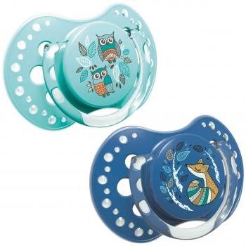 LOVI chupetes para bebé, 6-18 Meses, con Tetina de Silicona, sin BPA, Punta Dinámica, Colección Folky, 2 piezas, Azul