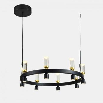 Lámpara colgante moderna Almelo LED Negro, Dorado, Blanco cálido 3000K 2462lm