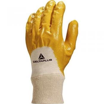 Delta plus guantes sinteticos - Guante con soporte nitrilo amarillo puno elastico/a fresco 10