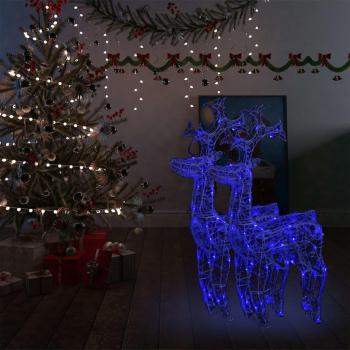 Renos de Navidad acrílico 2 unidades 60x16x100 cm, color multicolor, incluye luces decorativas en azul y blanco cálido