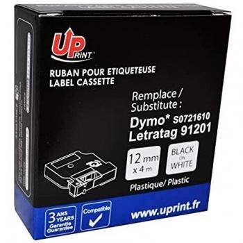 Cinta compatible Uprint Letratag plástico blanco 12mm