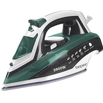 Plancha de Vapor BEPER P204FER003 - 2600W, 400ml, Placa de Acero, Ajuste de Temperatura, Sistema Antical y Antigoteo