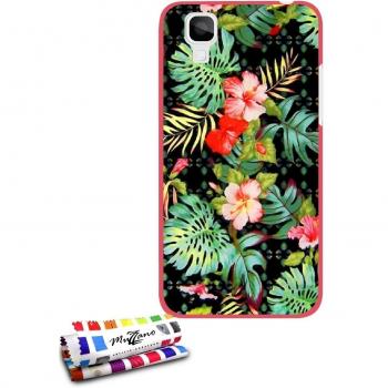 Muzzano Le Pearls-Carcasa rígida, diseño de Hawái flores, incluye lápiz capacitivo y gamuza limpiadora para Wiko Goa