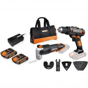 Taladro Atornillador 20V + Multiherramienta 20V, Worx WX909