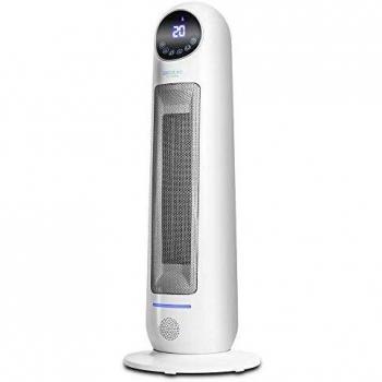 Cecotec Ready Warm 10100 Calefactor Cerámico Digital Vertical, 2200W con Termostato Regulable, Pantalla LED, Protección Sobrecalentamiento y Antivuelco, Silencioso y Mando a Distancia