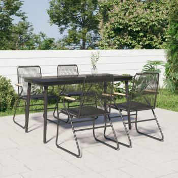5 Piece Black PVC Rattan Garden Dining Set