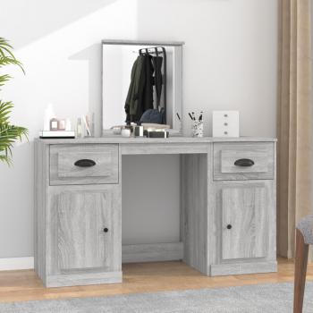 Tocador con espejo color gris Sonoma 130x50x132,5 cm Vidaxl