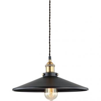 Lámpara colgante industrial y retro Verda Black, dorado - Italux - Verda - Colgante Industrial y Retro Negro, Dorado 1 Luz con Pantalla Negra, E27