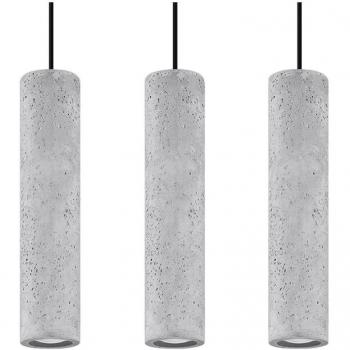 Lámpara Colgante Luvo 3 GU10 Hormigón Gris con 3 Bombillas y Longitud de Suspensión de 90cm