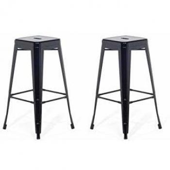 Conjunto de 2 Taburetes de Bar Apilables de Acero Negro 76 cm altura mostrador