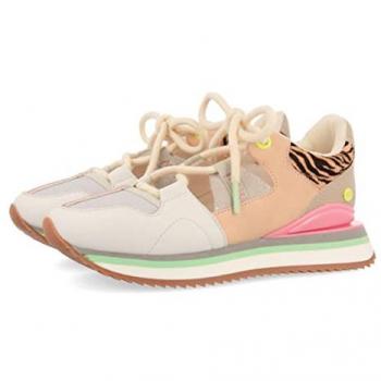 Gioseppo Sandalias Deportivas Niña Estampado Cebra Semiabiertas Colores Pastel con Detalles Neón 35 EU