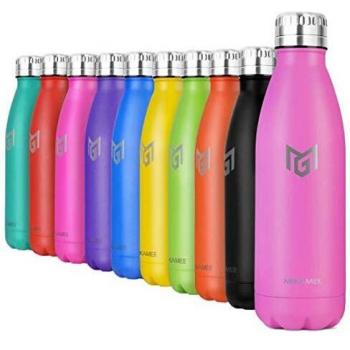 MIKAMEE Botella de Agua Acero Inoxidable 350/500/650/750ml | Aislamiento de Vacío de Doble Pared airBottle | sin bpa Botella termica | Mantiene 24h frías/12h Calientes | para Niños, Deporte, Oficina