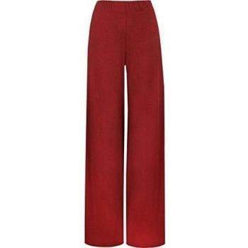WearAll - Mujer Pantalones Cintura Elástica Palazzo Con Pernera Ancha Tallas Grandes - Vino - 44-46