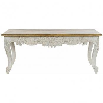 Mesa de Comedor DKD Home Decor Acabado envejecido Blanco Multicolor Natural Madera Madera de mango 120 x 61 x 49 cm