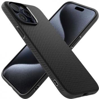 Carcasa Spigen Liquid Air para iPhone 15 Pro - Silicona TPU Negra Mate