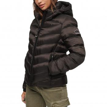 Chaqueta Superdry Fuji marrón oscuro mujer, plumífero con capucha, acolchado, talla 36