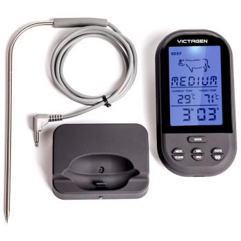 Victagen Termómetro de carne inteligente con control remoto termómetro electrónico portátil para alimentos de cocina aire libre termómetro barbacoa termómetro para hornear con temporizador de cocina con cuenta atrás