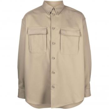 Off-White Men's Technical Fabric Overshirt in Beige | Size Medium | OMES005F23FAB003 Color 6161