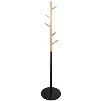 Perchero Miko Negro de 180 cm con 5 Ganchos y Base Redonda