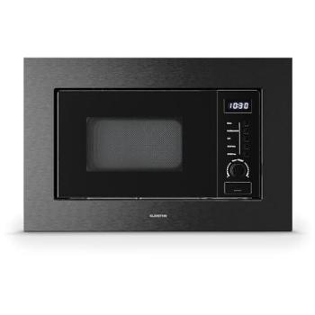 Microondas Encastrable Klarstein Verosteel con Grill 800W, 700W, 20L, 8 Programas, Táctil, Acero Inoxidable Negro, 60 cm