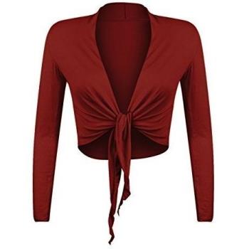 Glamexx24 BL0001 - Elegante bolero de punto de manga larga para mujer borgoña 6 1/2 HS
