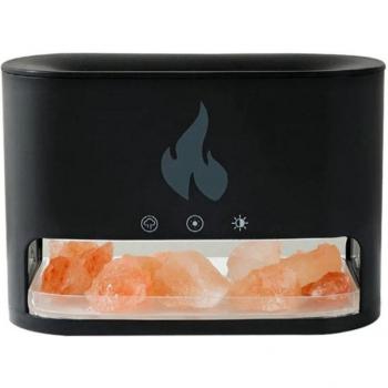 Humidificador y Difusor de Aromaterapia Klack con Sal de Cristal Efecto Llama y Ultrasónico Negro