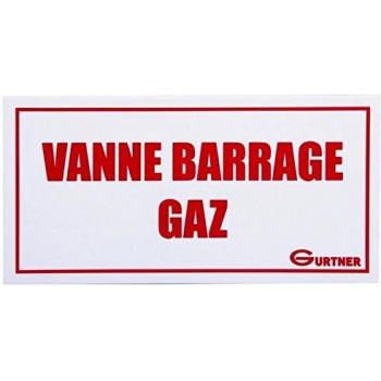 Placa señalética Válvula de Barrera de Gas Gurtner - 19132 - Blanca