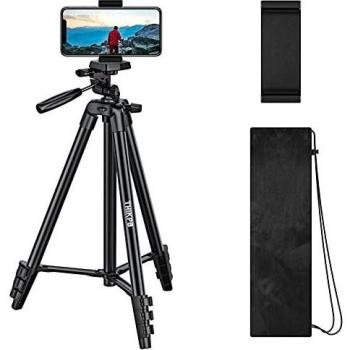 THIKPO Trípode de Cámara Foto/Video 138cm, Ligero Trípode de Viaje Portátil Aluminio con Tornillo de Montaje de 1/4, Soporte para Teléfono, Bolsa de Transporte