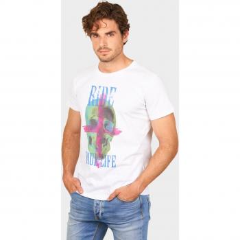 Camiseta de hombre Ride your life en color blanco de manga corta