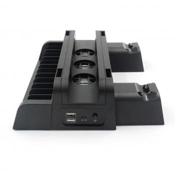 Soporte de Refrigeración Multifuncional para PS4 y PS4 Pro con Ventilador, Base y Cargador de Controladores